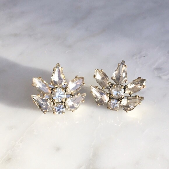 J. Crew Jewelry - J. Crew Crystal Floral Stud Earrings Vintage